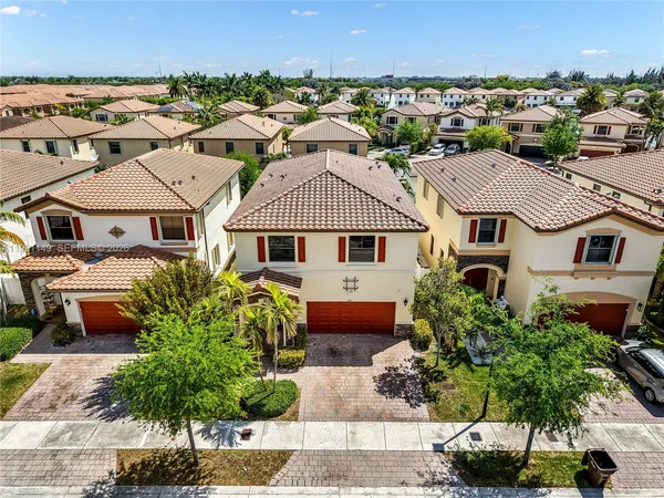 an aerial view of multiple houses