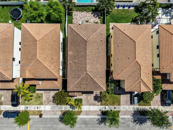 an aerial view of a house