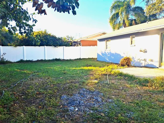 a view of a backyard with plants