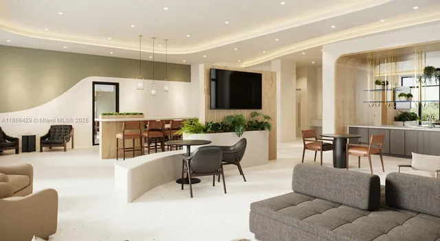 a living room with furniture and windows