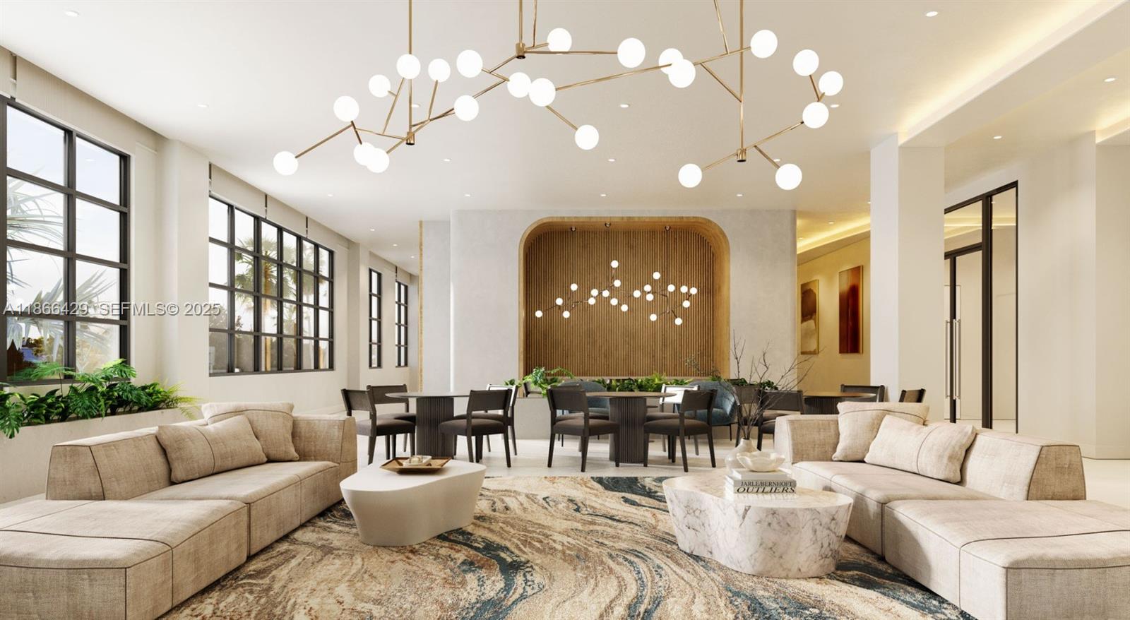 4465 Griffin Road, Unit A1B Davie, FL 33314 - Photo 6 of 13 a living room with furniture chandelier and a large window