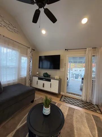 a living room with furniture