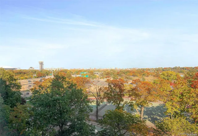 an aerial view of residential space and city