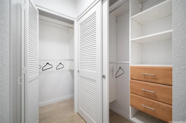 a bathroom with a closet