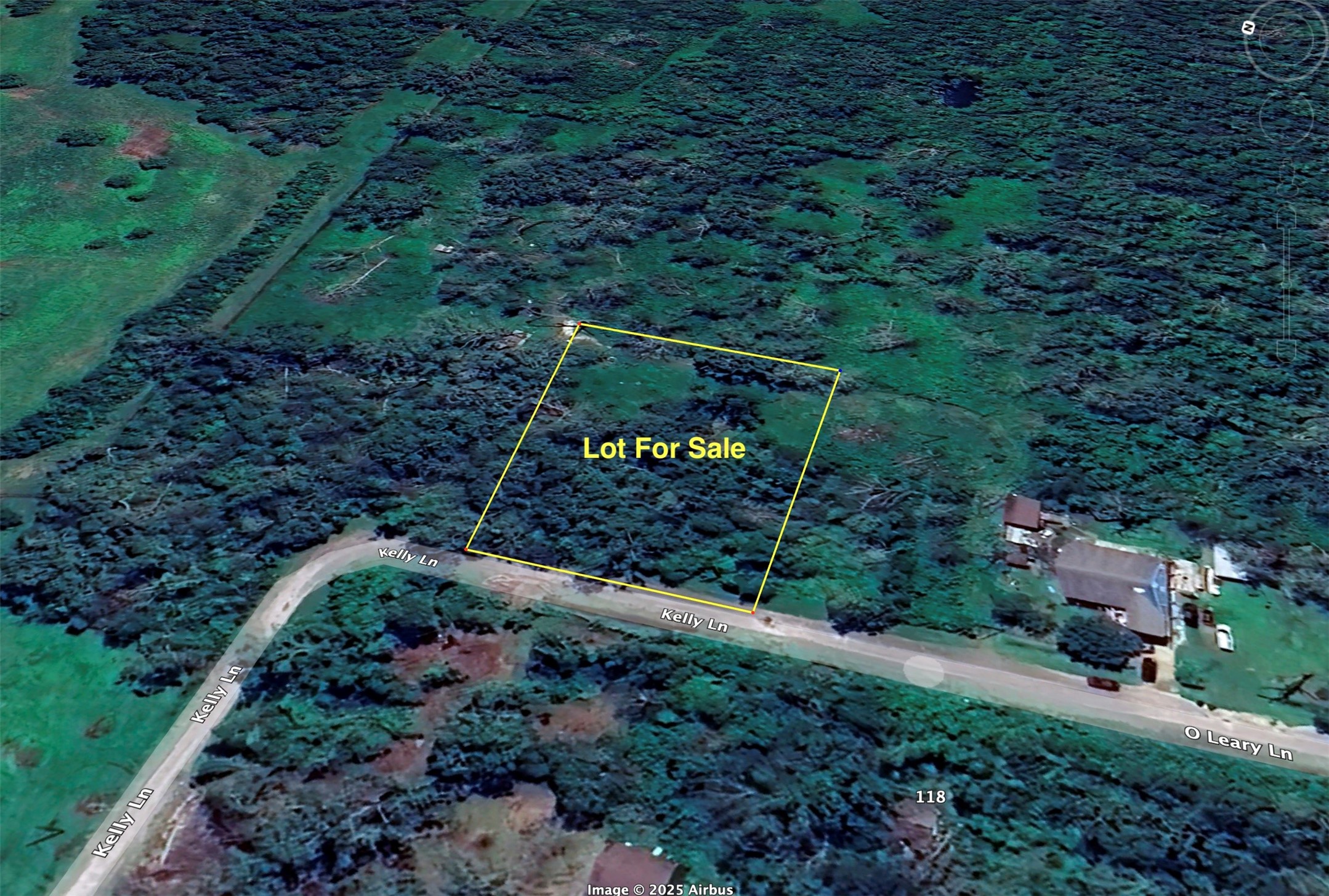 a green field with lots of trees