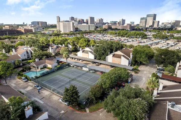 a view of a city with tall buildings