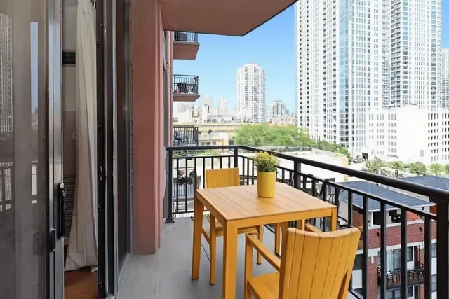 a view of a city from a balcony