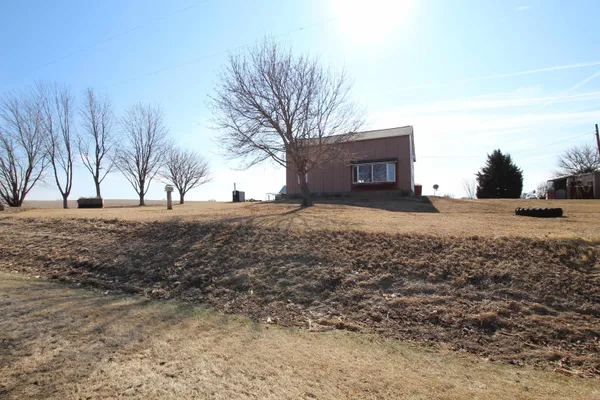 a view of dirt yard with large trees
