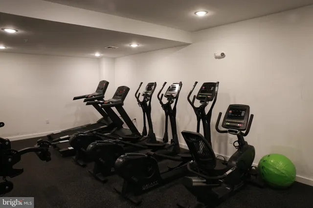 a view of a room with gym equipment