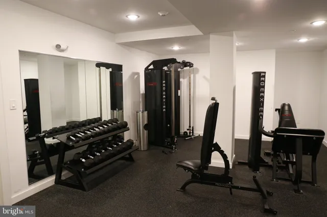 a view of a room with gym equipment