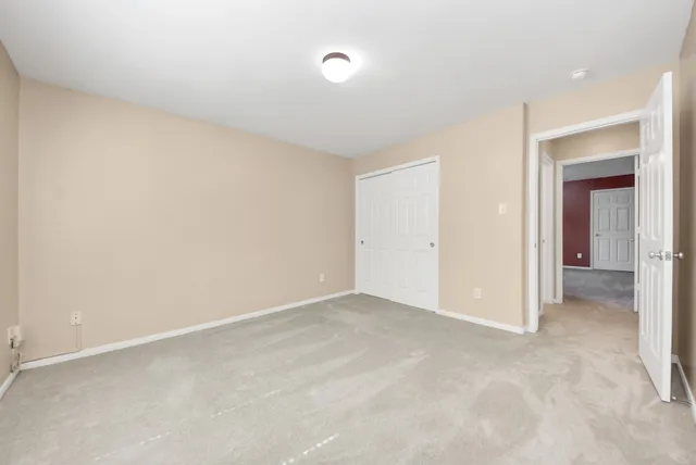 a view of a yard in front of a house with plants and large tree