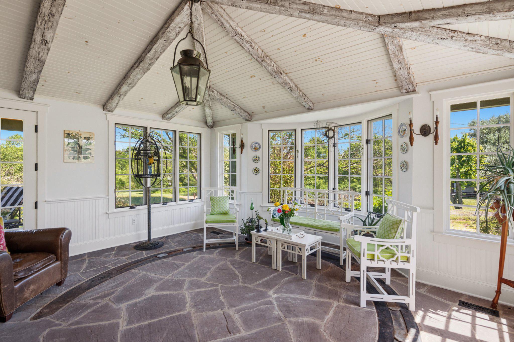 18101 Cattail Road Poolesville, MD 20837 - Photo 29 of 79 Sunroom with beamed ceiling & bowed window wall