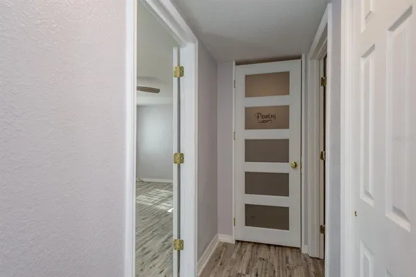 a view of a bedroom from hallway