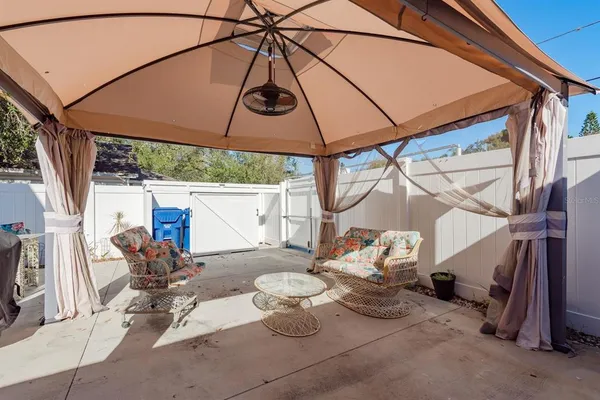 a table and chairs in the patio