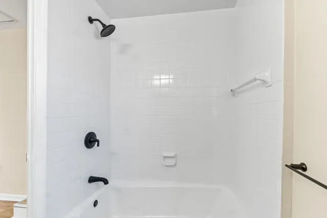 a bathroom with a bathtub