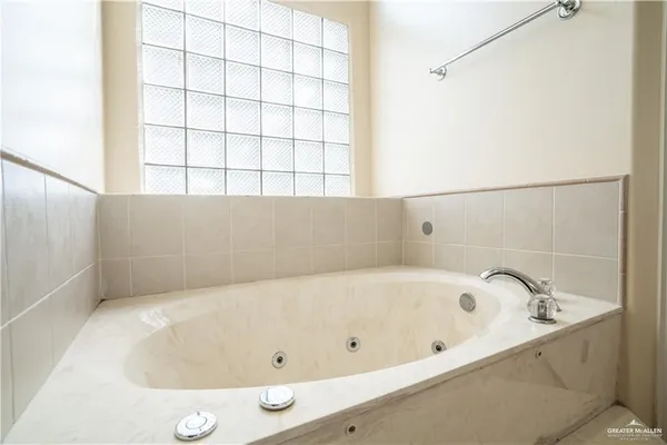 a bathroom with a tub