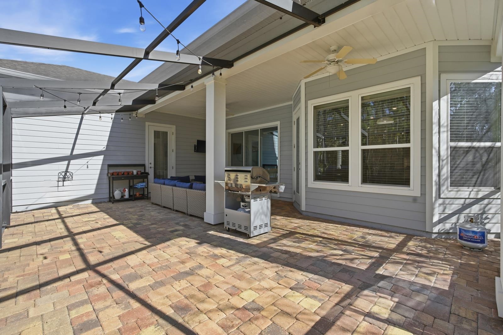 170 Antolin Way St. Augustine, FL 32095 - Photo 48 of 85 View of patio with a ceiling fan, a sunroom, a lanai, and an outdoor living space