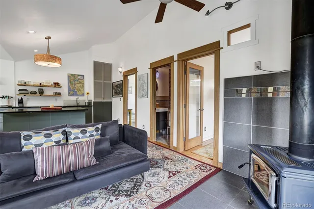 a living room with furniture and a couch