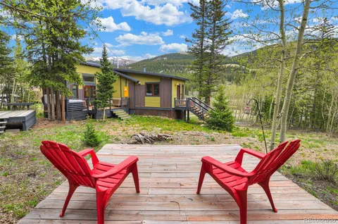 a view of a chairs with a table in the patio