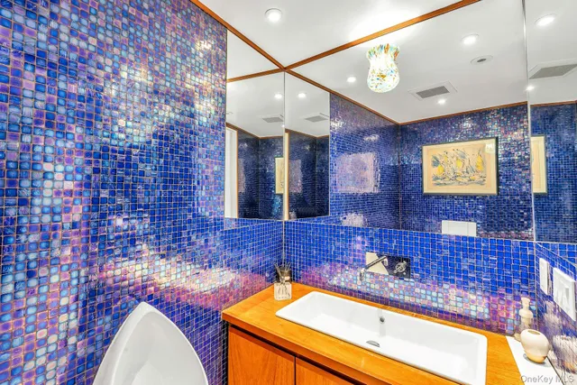 a view of a room with shelves