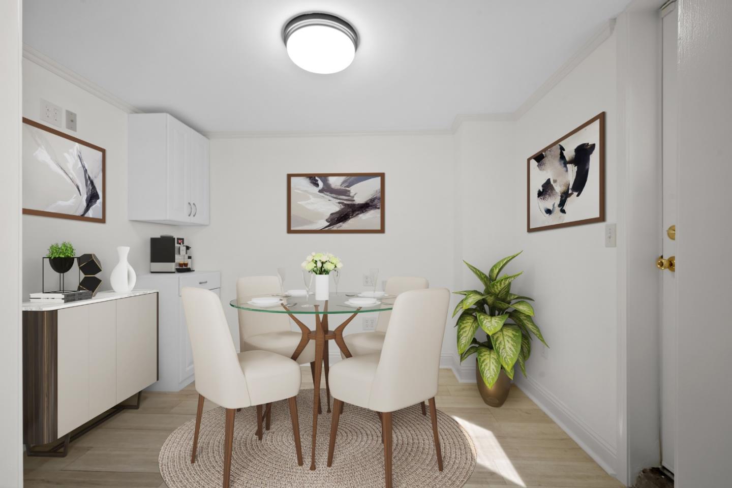 970 Park Pacifica Avenue Pacifica, CA 94044 - Photo 37 of 61 a view of a dining room with furniture and wooden floor