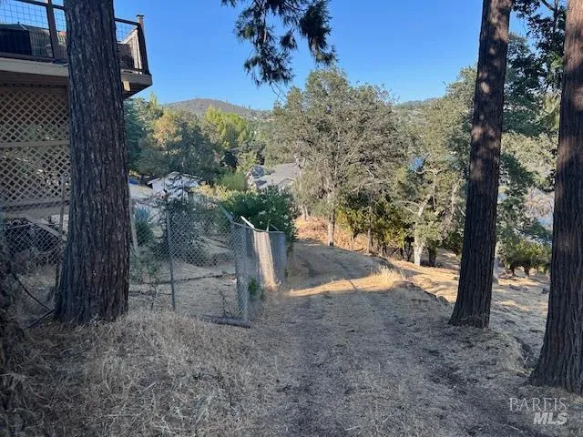a view of backyard of a house