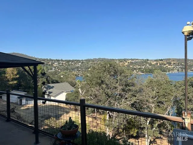 a view of a balcony with an outdoor space