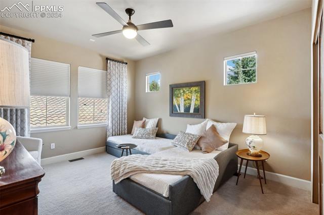 2204 Rocking Horse Court Colorado Springs, CO 80921 - Photo 21 of 50 Bedroom featuring light carpet and ceiling fan