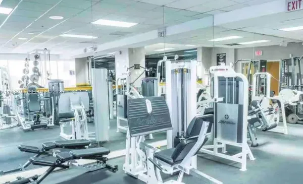 a view of a room with gym equipment