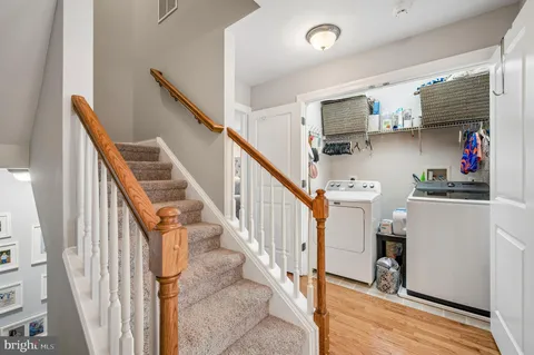 a view of entryway and workspace