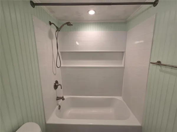 a bathroom with a bathtub