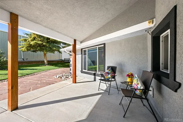 a outdoor space with furniture