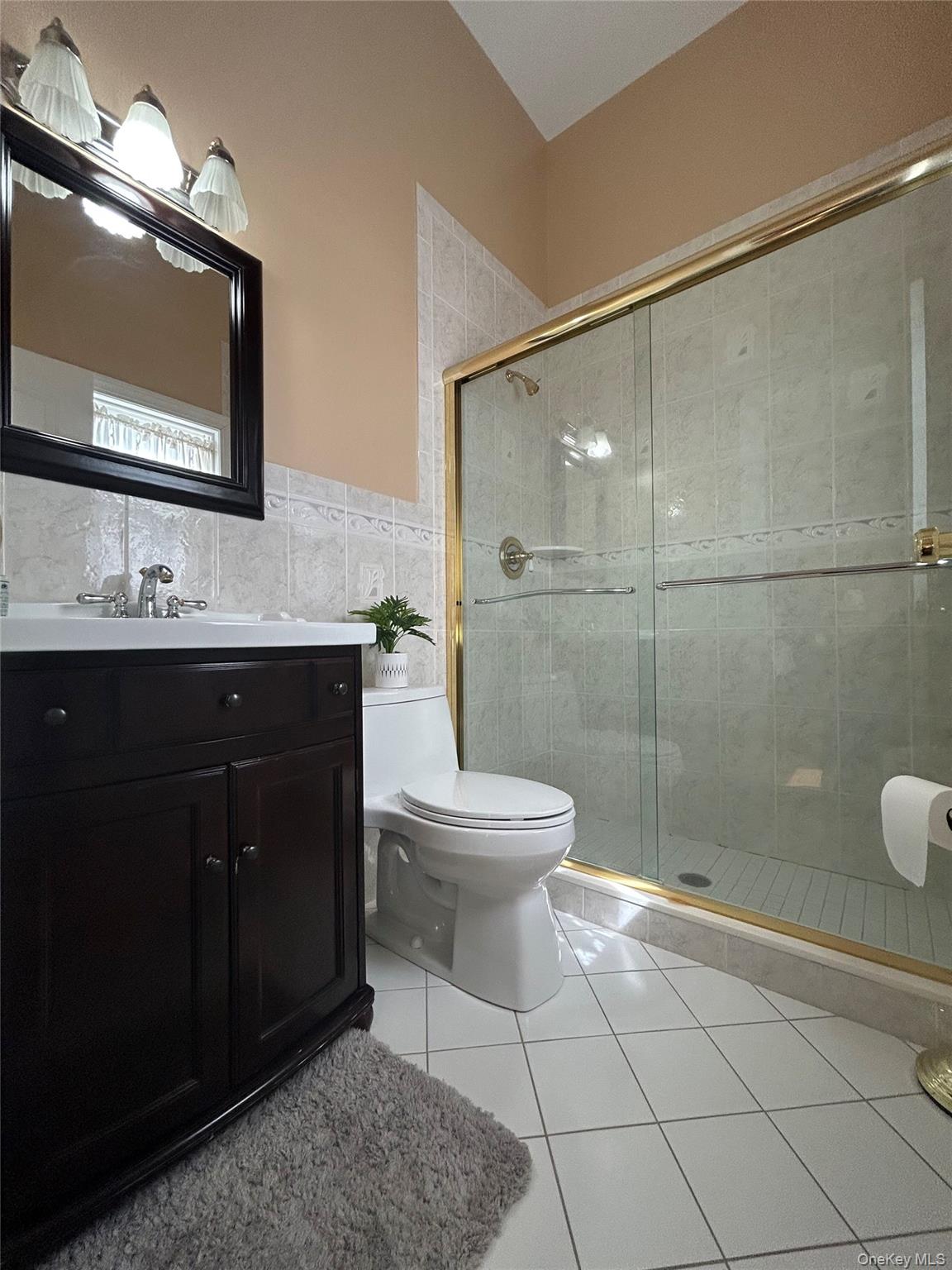 4 Vining Street Centereach, NY 11720 - Photo 25 of 26 a bathroom with a toilet a sink a mirror and shower