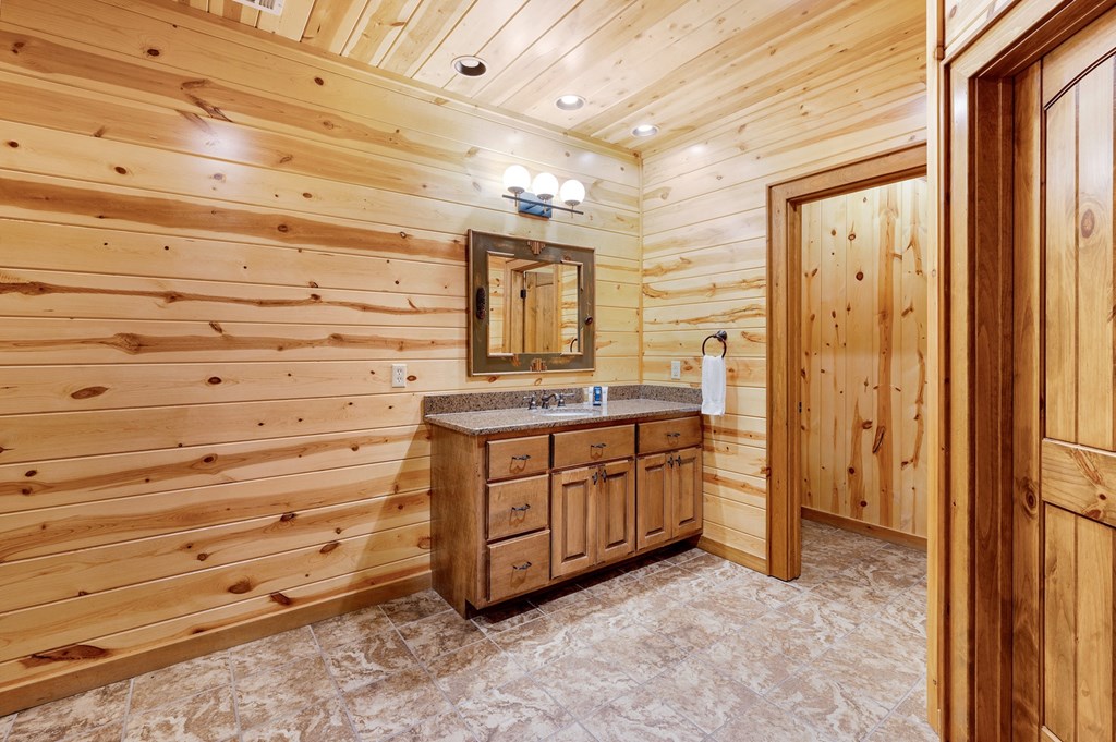 502 Overlook Drive Blue Ridge, GA 30513 - Photo 52 of 53 a bathroom with a sink a mirror and a bathtub