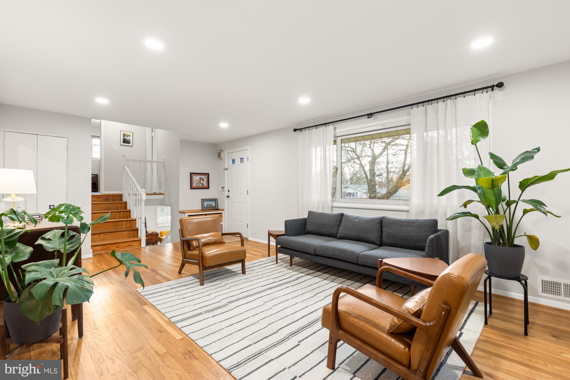 2407 Harmon Road Silver Spring, MD 20902 - Photo 5 of 39 a living room with furniture a wooden floor to ceiling window and potted plant