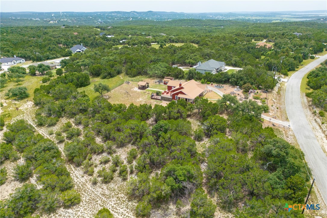 845 Rutherford Fischer, TX 78623 - Photo 27 of 39 an aerial view of residential houses with outdoor space and trees