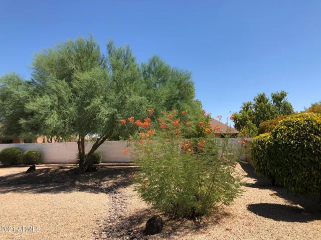 a view of a lake next to a yard