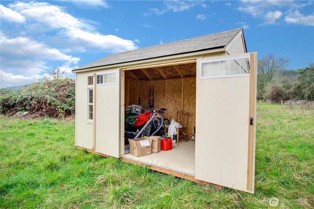 a view of a front door and garden