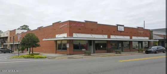 front view of a building with a street