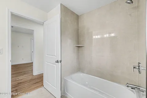 a bathroom with a bathtub