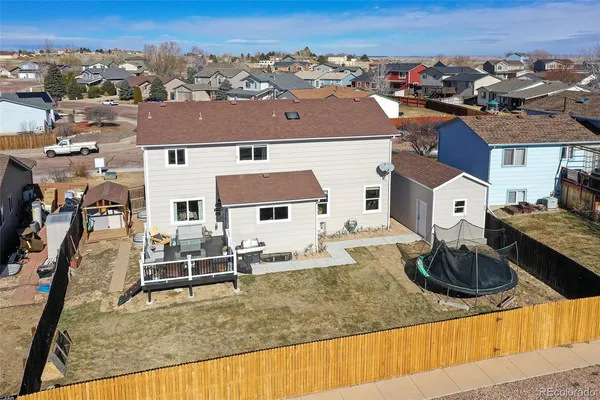 an aerial view of a house