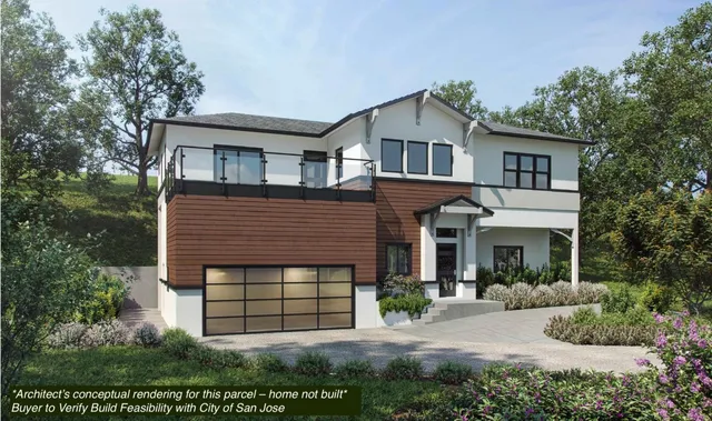 a front view of a house with a garden and plants