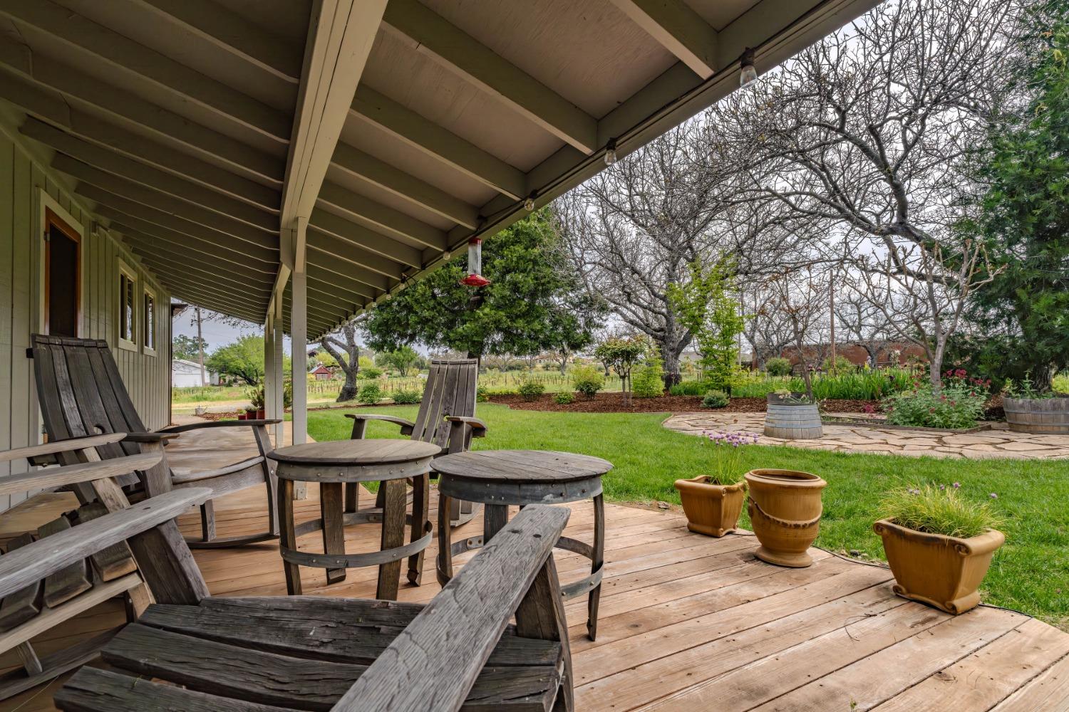 10801 Shenandoah Road Plymouth, CA 95669 - Photo 5 of 45 a view of a backyard with table and chairs potted plants and tree