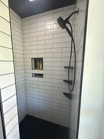 a bathroom with a shower