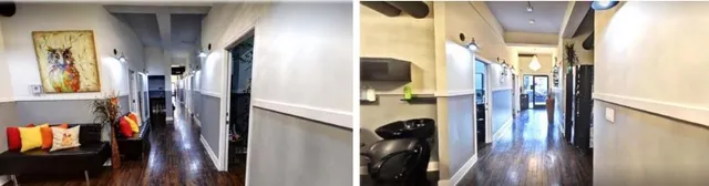 a view of hallway with washer and dryer