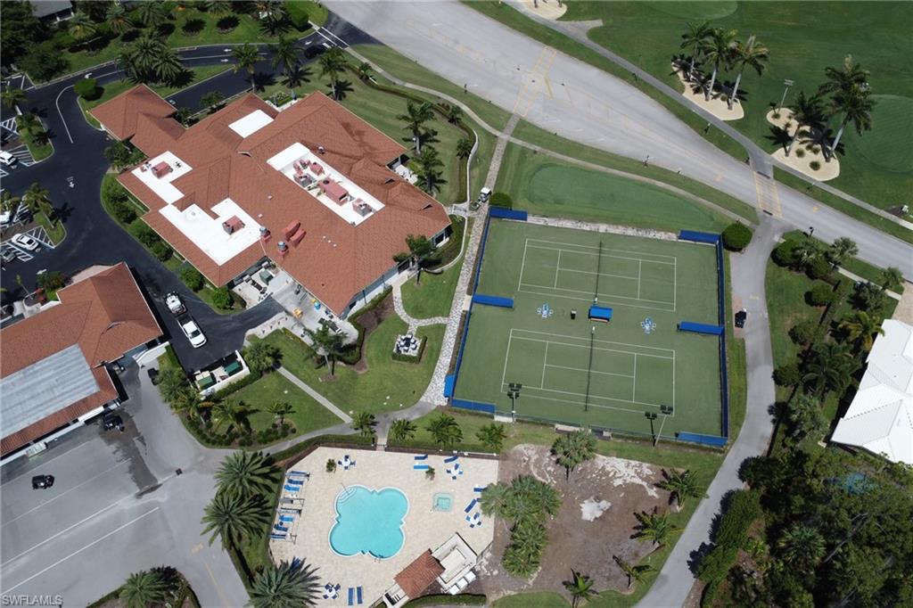 Aerial view of a pool