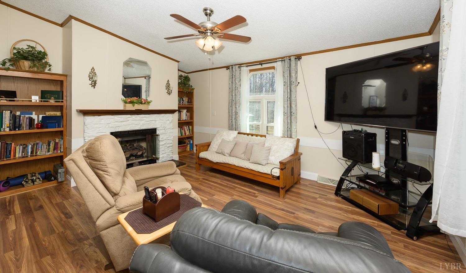 461 Byrd Mill Road Louisa, VA 23093 - Photo 23 of 81 a living room with furniture a flat screen tv and a fireplace
