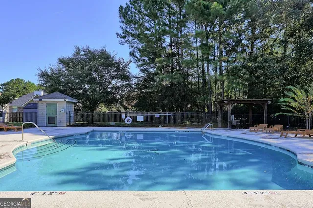 a view of an outdoor space and swimming pool