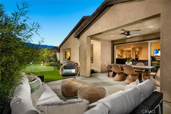 a outdoor living space with furniture