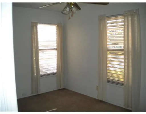 a view of a small space with a window